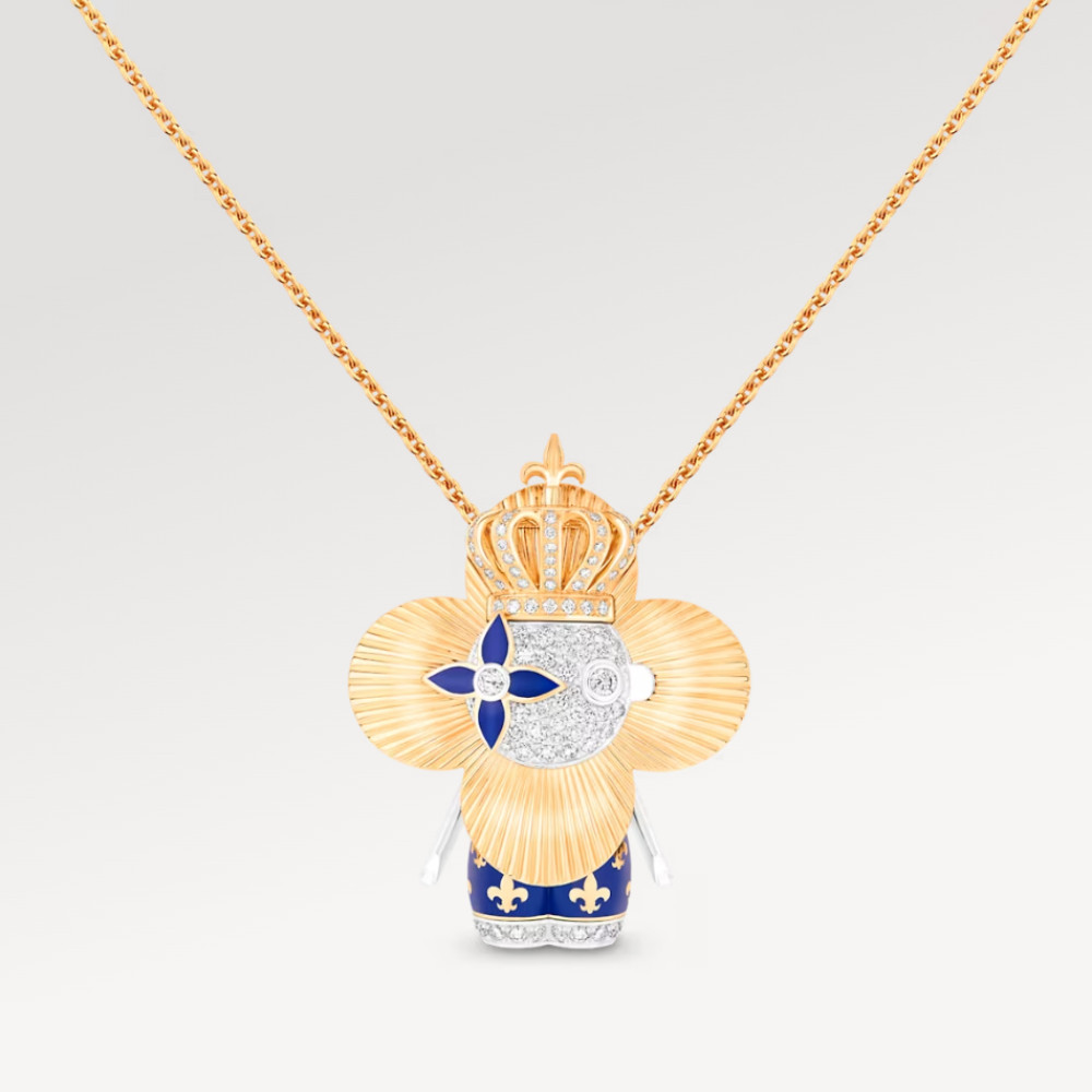 Vivienne Royal Pendant, Yellow Gold, White Gold, Lacquer & Diamonds Vivienne Royal Pendant, Yellow Gold, White Gold, Lacquer & Diamonds