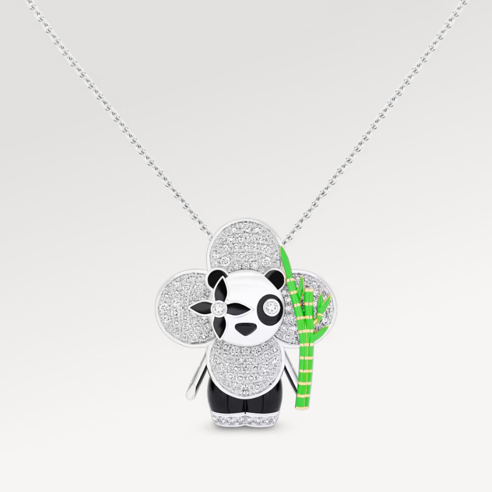 Vivienne Panda Pendant, White Gold, Yellow Gold, Onyx, Lacquer & Diamonds Vivienne Panda Pendant, White Gold, Yellow Gold, Onyx, Lacquer & Diamonds