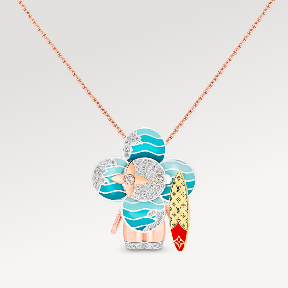 Vivienne Surfer Pendant, 3 Golds, Lacquer & Diamonds Vivienne Surfer Pendant, 3 Golds, Lacquer & Diamonds