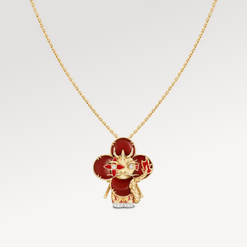 Vivienne Dragon Pendant, Yellow Gold, White Gold, Lacquer, Diamonds & Colored Gemstones Vivienne Dragon Pendant, Yellow Gold, White Gold, Lacquer, Diamonds & Colored Gemstones