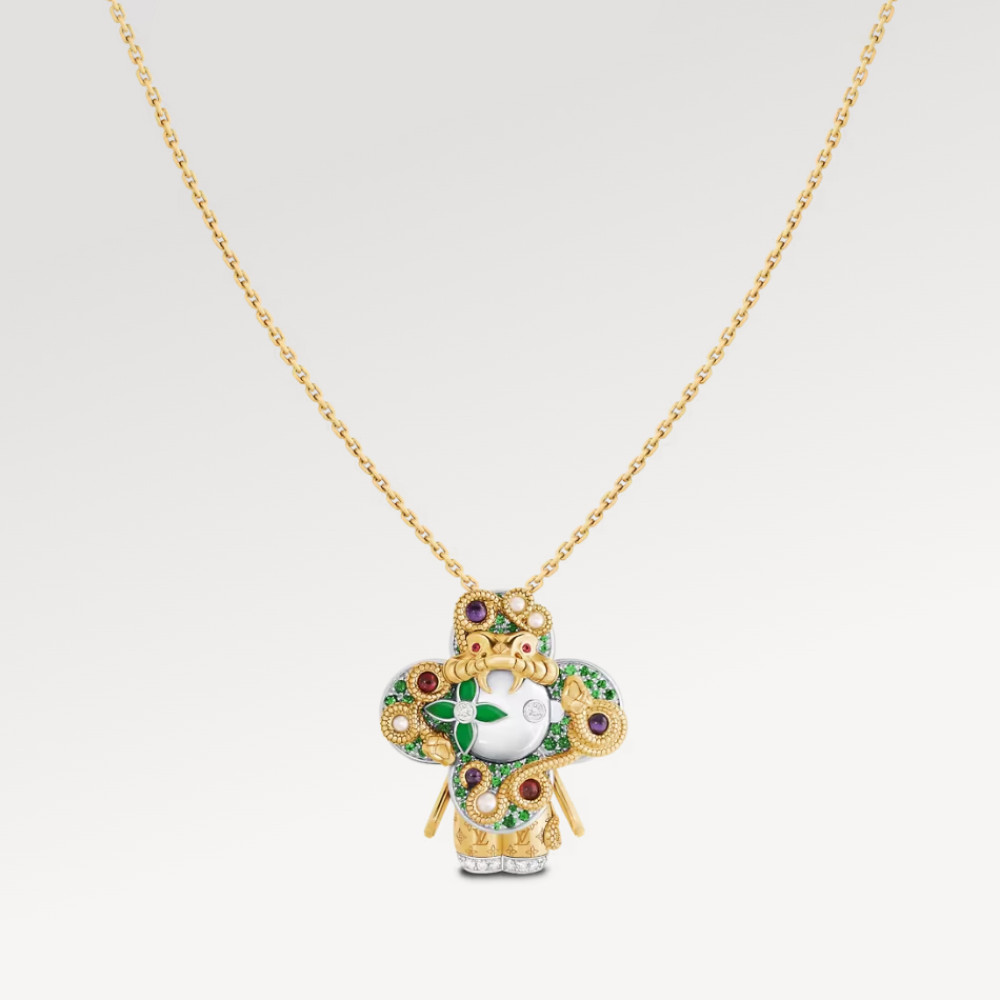 Vivienne Snake Pendant, Yellow Gold, White Gold, Lacquer, Diamonds & Colored Gemstones Vivienne Snake Pendant, Yellow Gold, White Gold, Lacquer, Diamonds & Colored Gemstones