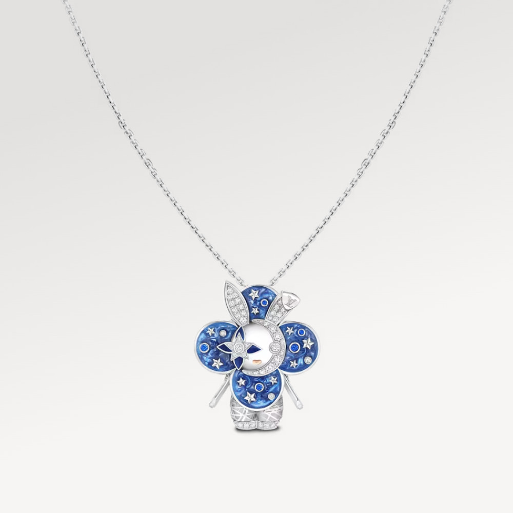Vivienne Rabbit Pendant, White Gold, Lacquer, Diamonds & Colored Gemstones Vivienne Rabbit Pendant, White Gold, Lacquer, Diamonds & Colored Gemstones