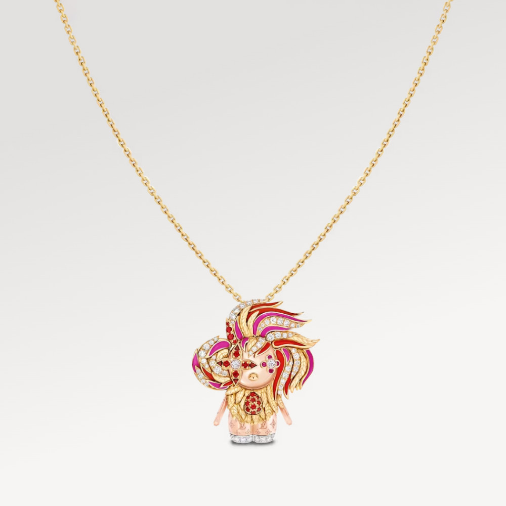 Vivienne Rooster Pendant, 3 Golds, Lacquer, Diamonds & Colored Gemstones Vivienne Rooster Pendant, 3 Golds, Lacquer, Diamonds & Colored Gemstones