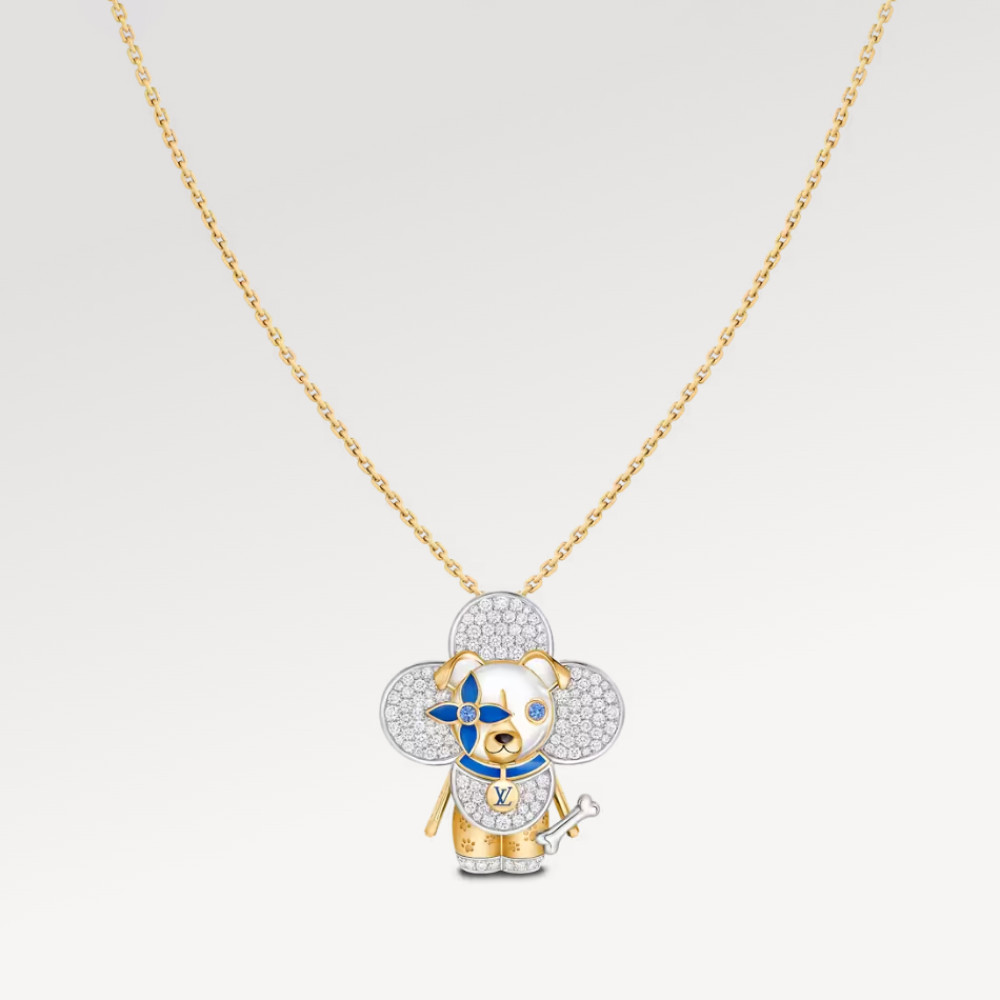 Vivienne Dog Pendant, Yellow Gold, White Gold, Lacquer, Diamonds & Colored Gemstones Vivienne Dog Pendant, Yellow Gold, White Gold, Lacquer, Diamonds & Colored Gemstones