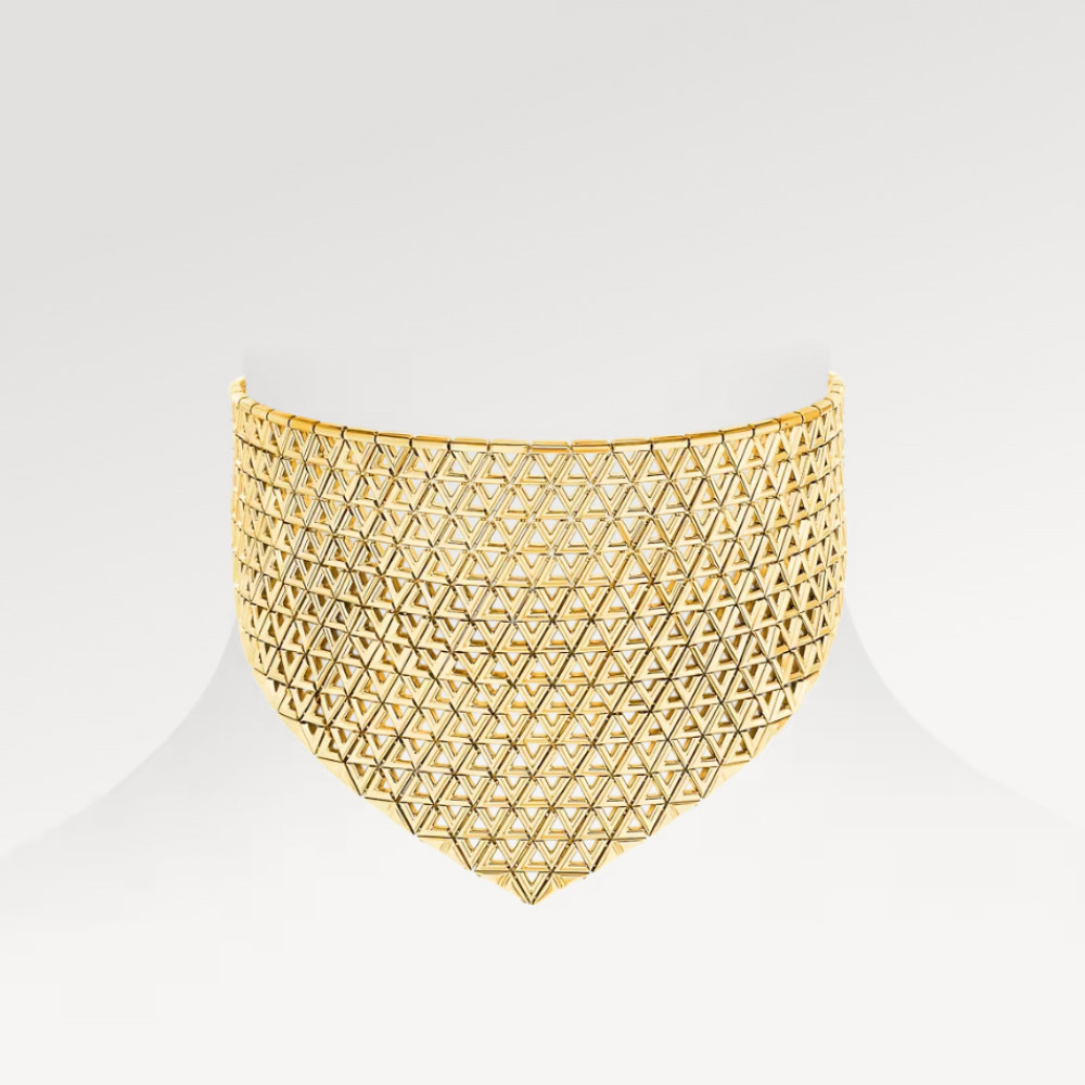 LV Volt Mesh Necklace, Yellow Gold LV Volt Mesh Necklace, Yellow Gold