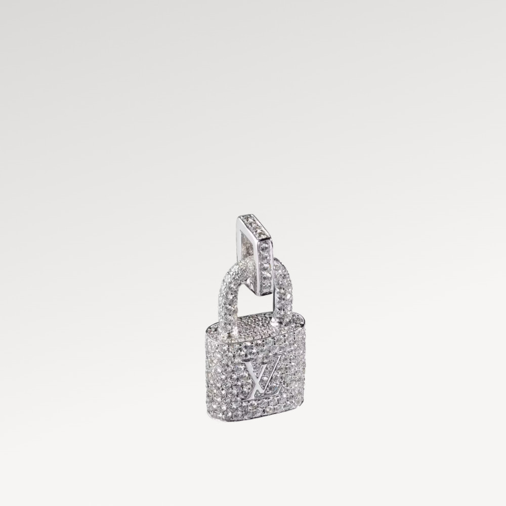Lock It Padlock Pendant, White Gold and Pavé Diamond