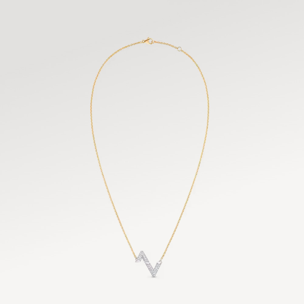 LV Volt Upside Down Pendant, Yellow Gold, White Gold And Diamonds
