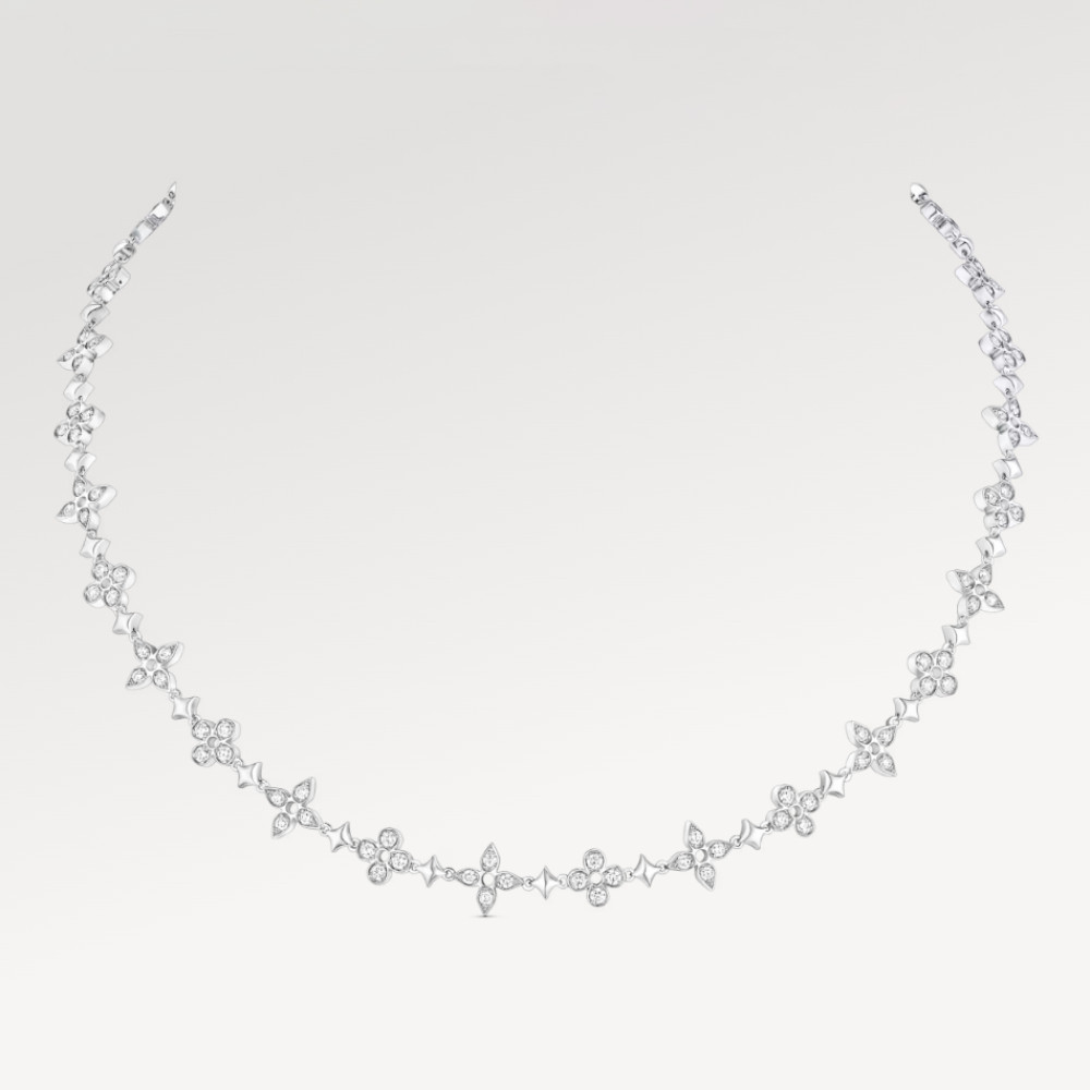 Dentelle One Row Necklace, White Gold And Diamonds