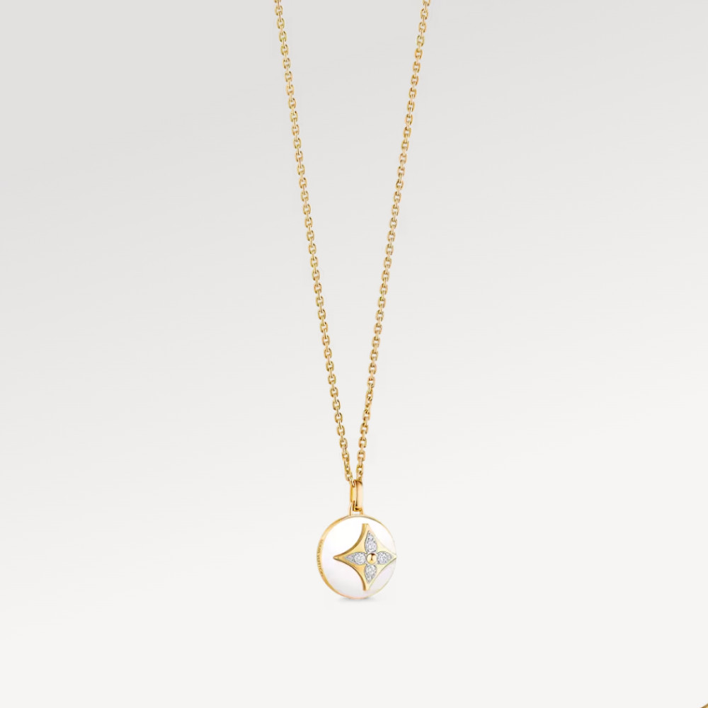 Color Blossom Medallion, Yellow Gold, White Gold, White Agate And Diamonds Color Blossom Medallion, Yellow Gold, White Gold, White Agate And Diamonds