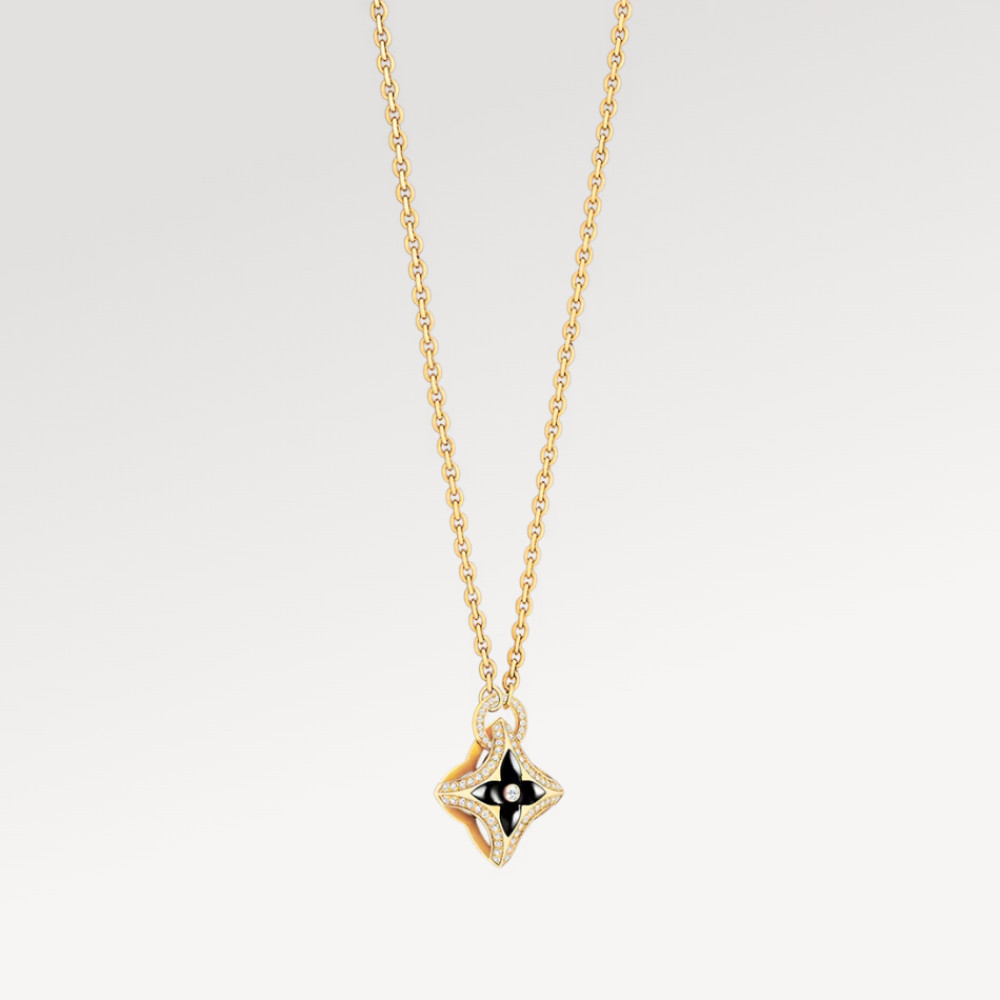 Ever Blossom Pendant, Yellow Gold, Onyx & Diamonds Ever Blossom Pendant, Yellow Gold, Onyx & Diamonds