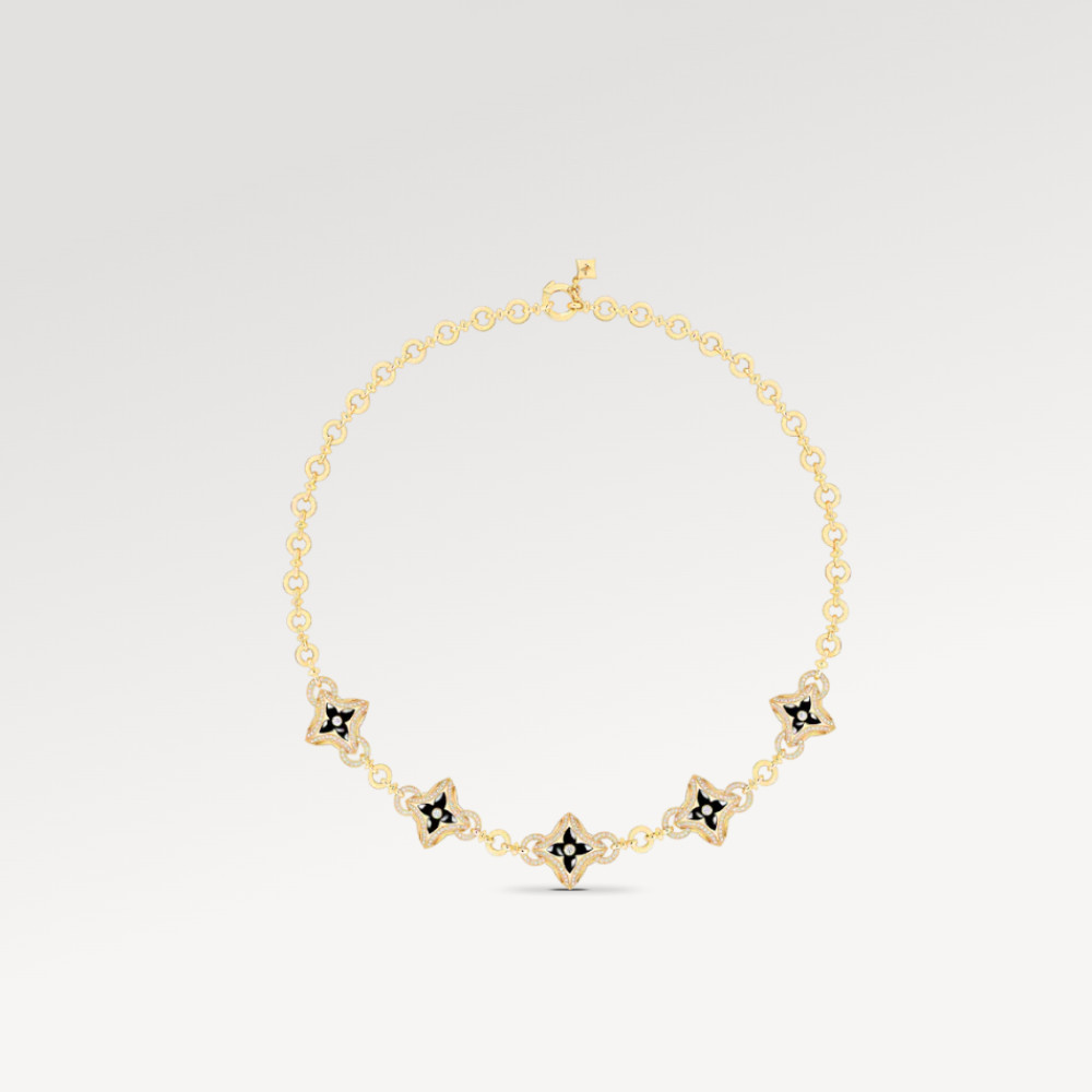 Ever Blossom Necklace, Yellow Gold, Onyx & Diamonds Ever Blossom Necklace, Yellow Gold, Onyx & Diamonds