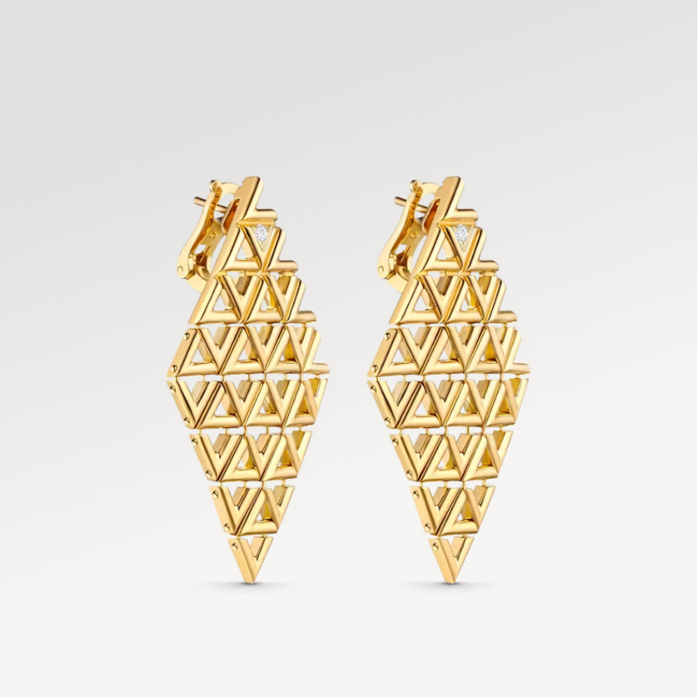 LV Volt Mesh Earrings, Yellow Gold And Diamonds LV Volt Mesh Earrings, Yellow Gold And Diamonds