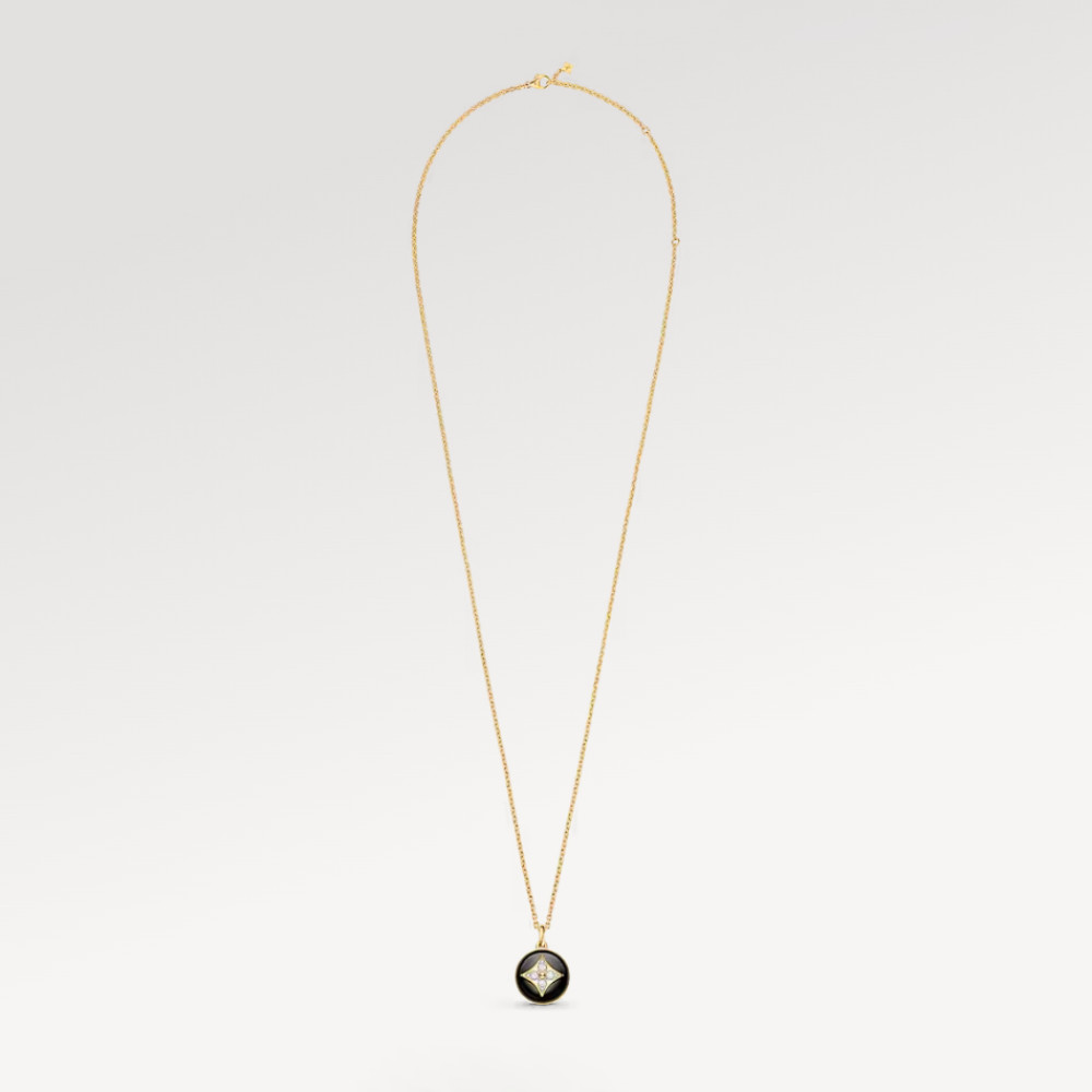 Color Blossom Medallion, Yellow Gold, White Gold, Onyx And Diamonds Color Blossom Medallion, Yellow Gold, White Gold, Onyx And Diamonds