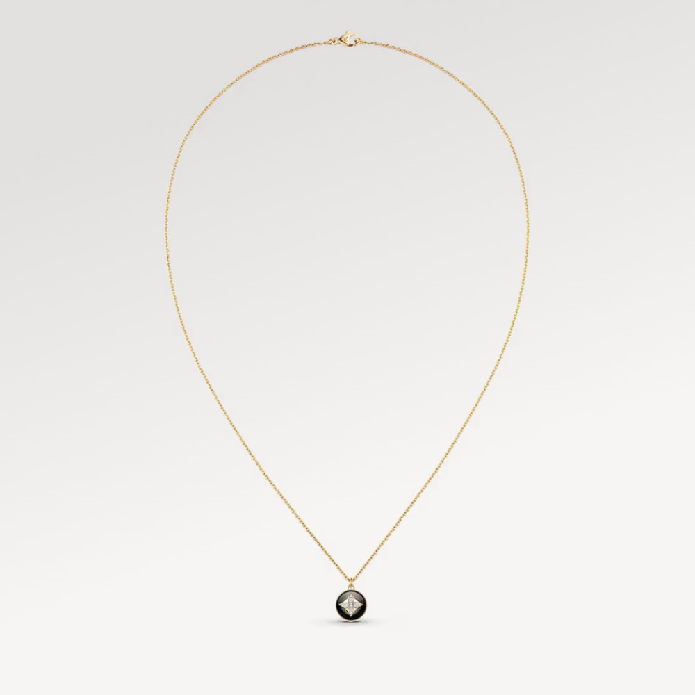 Color Blossom Pendant, Yellow Gold, White Gold, Onyx And Diamonds