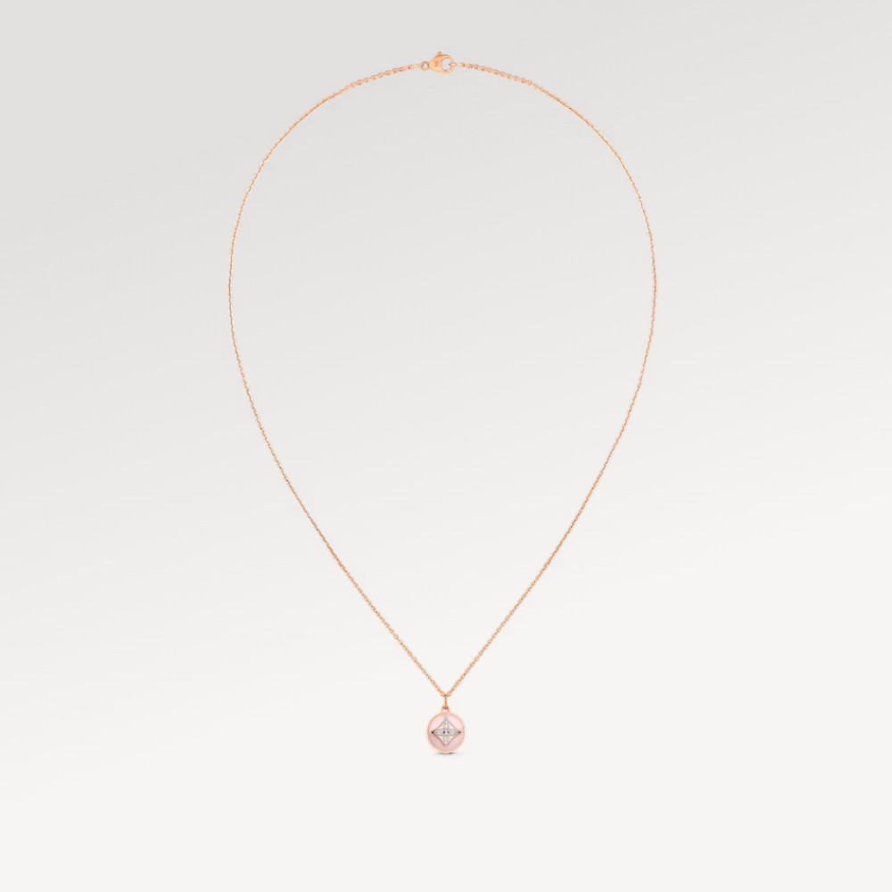 Color Blossom Pendant, Pink Gold, White Gold, Pink Opal And Diamonds