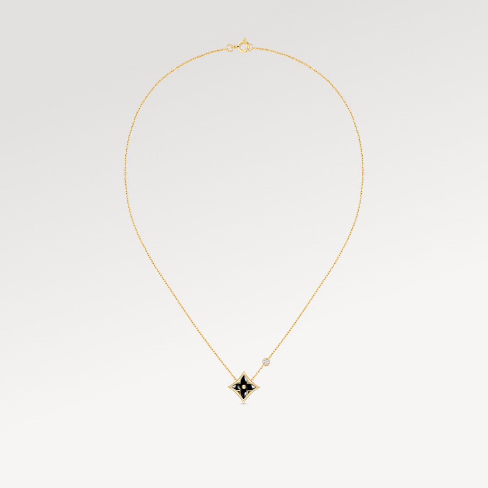 Color Blossom Bb Star Pendant, Yellow Gold, Onyx And Diamond Color Blossom Bb Star Pendant, Yellow Gold, Onyx And Diamond