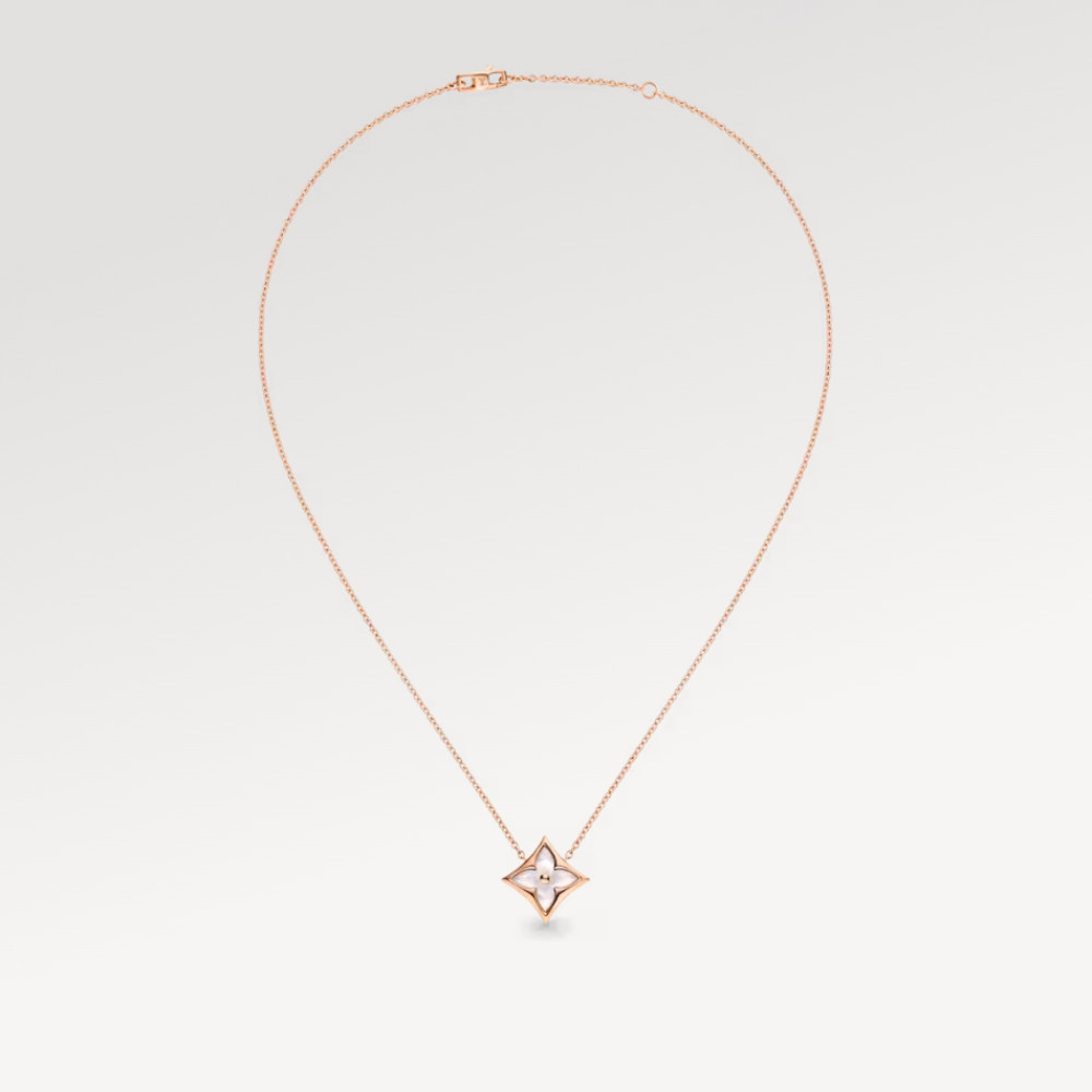 Color Blossom star pendant, pink gold and white mother-of-pearl