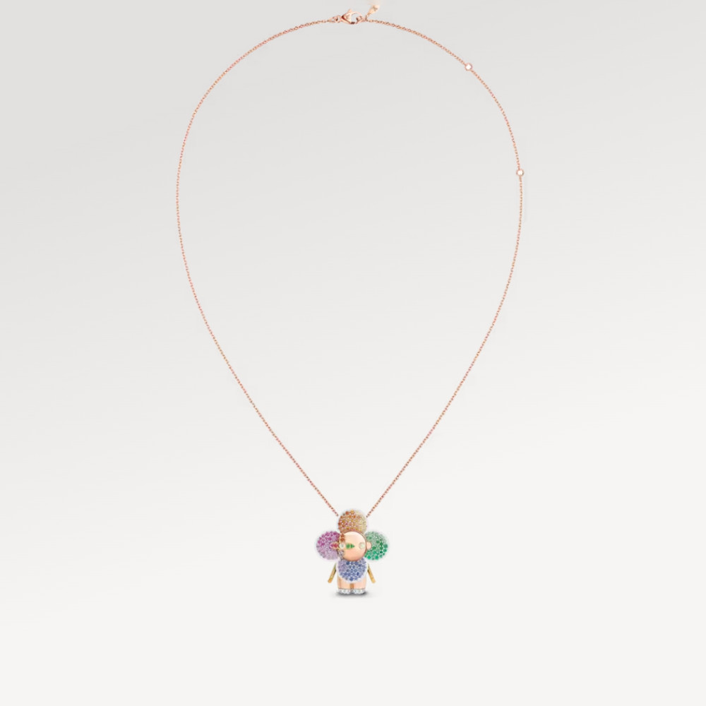 Vivienne Rainbow Pendant, 3 Golds, Diamonds & Colored Gemstones