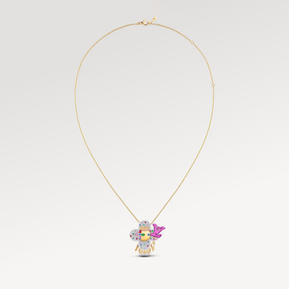 Vivienne Celebration Pendant, Yellow Gold, White Gold, Titanium, Diamonds and Colored Gemstones