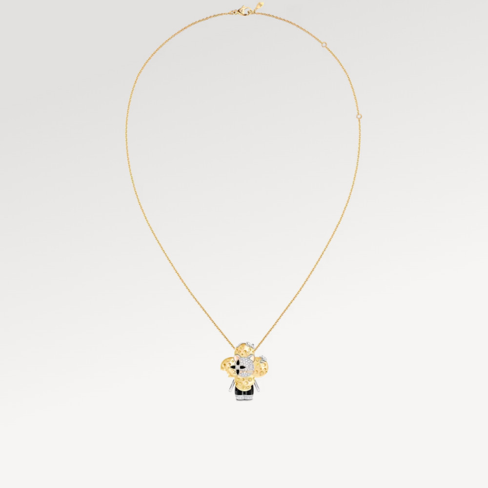 Vivienne Rat Pendant, 3 Golds, Lacquer, Diamonds & Colored Gemstones