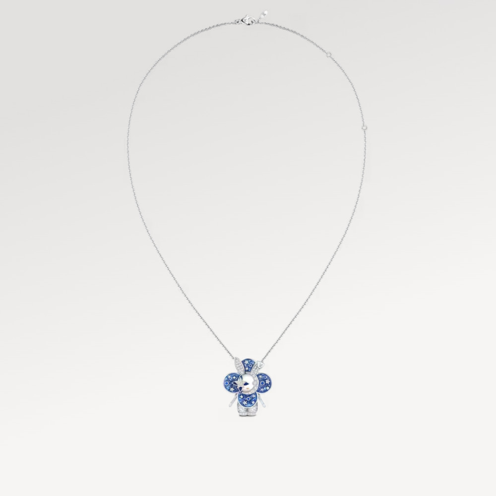 Vivienne Rabbit Pendant, White Gold, Lacquer, Diamonds & Colored Gemstones Vivienne Rabbit Pendant, White Gold, Lacquer, Diamonds & Colored Gemstones