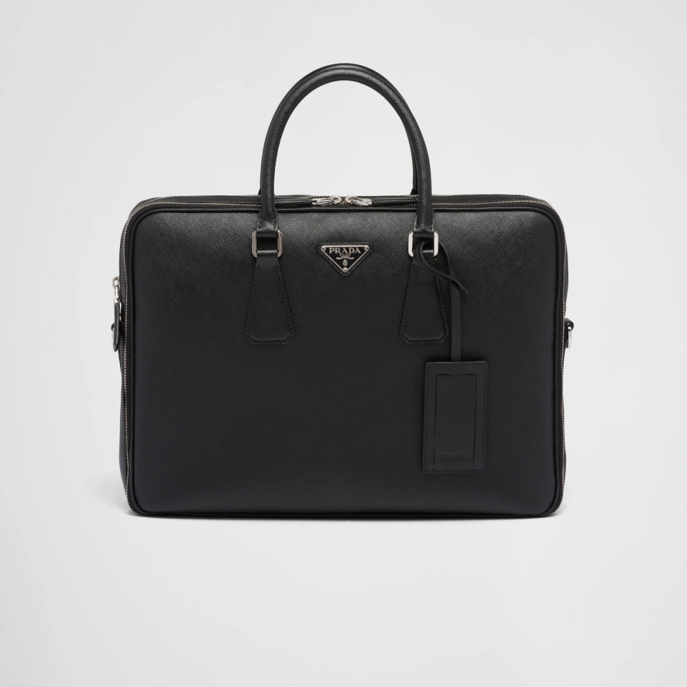 Saffiano leather briefcase