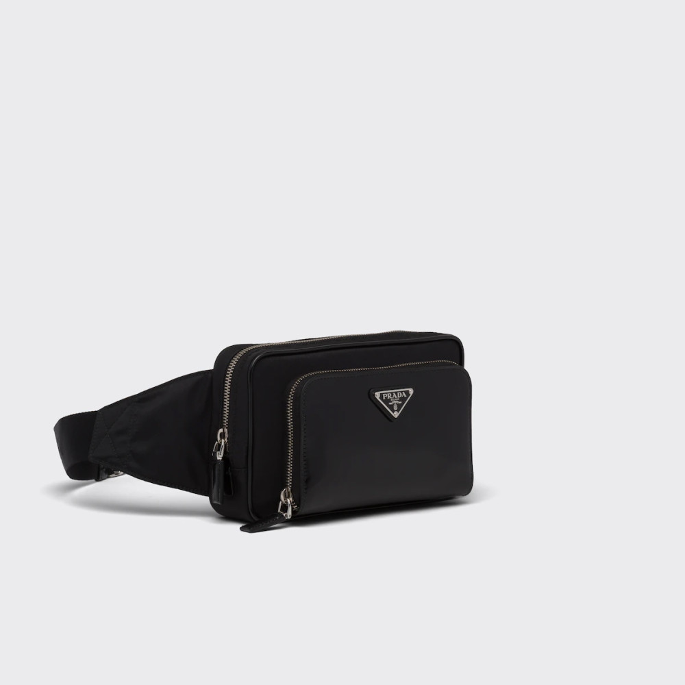Re-Nylon and brushed leather belt bag Re-Nylon and brushed leather belt bag