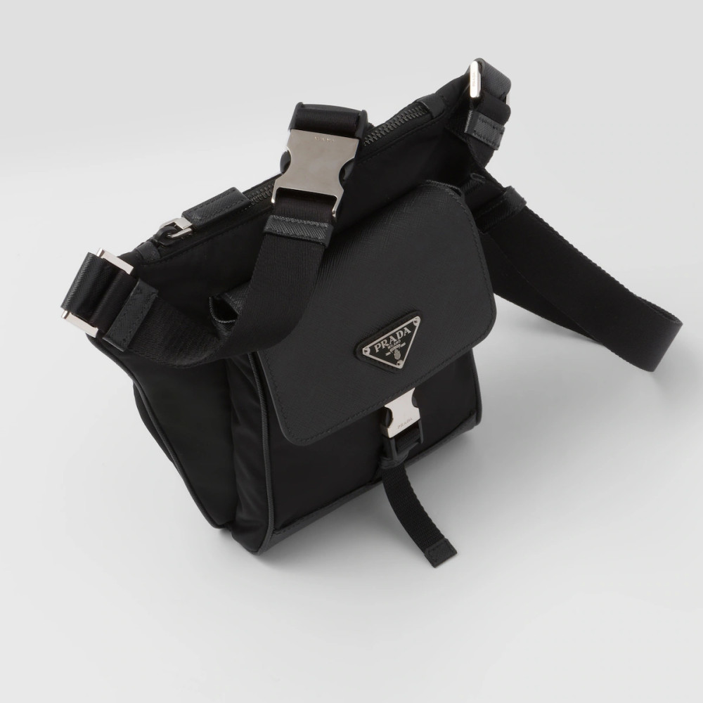 Re-Nylon and Saffiano leather shoulder bag Re-Nylon and Saffiano leather shoulder bag