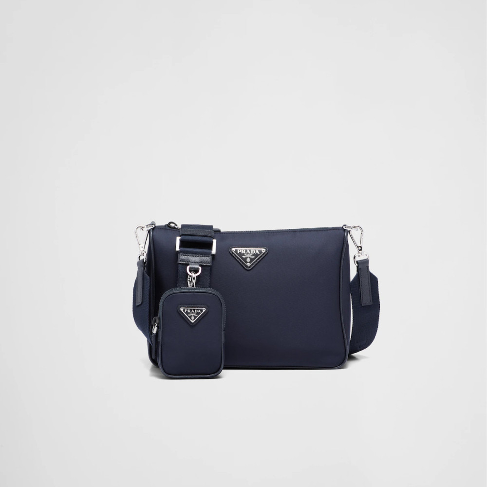 Re-Nylon and Saffiano leather shoulder bag