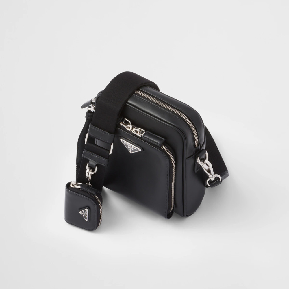 Leather shoulder bag with pouch Leather shoulder bag with pouch