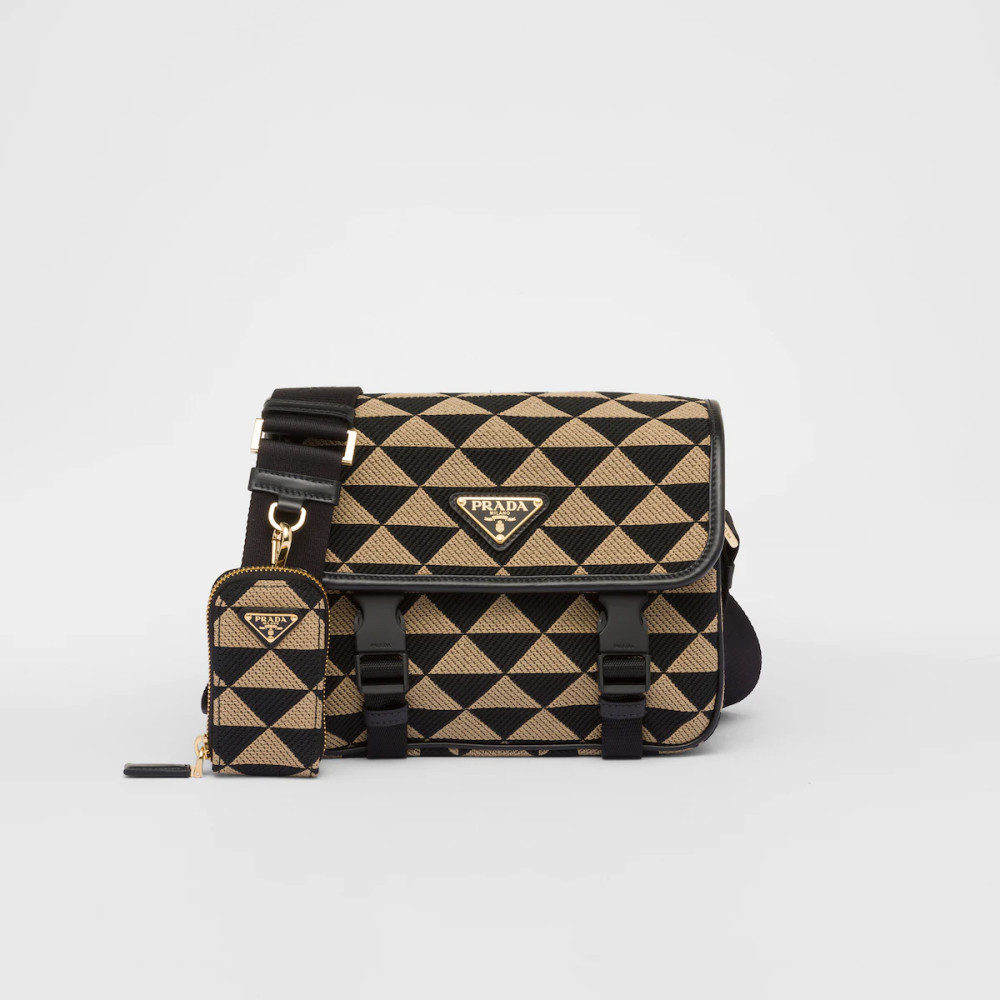 Prada Symbole embroidered fabric bag