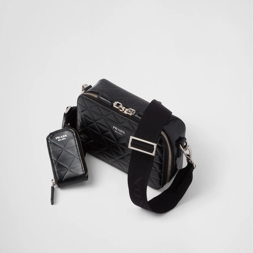 Prada Brique brushed leather bag with triangle motif