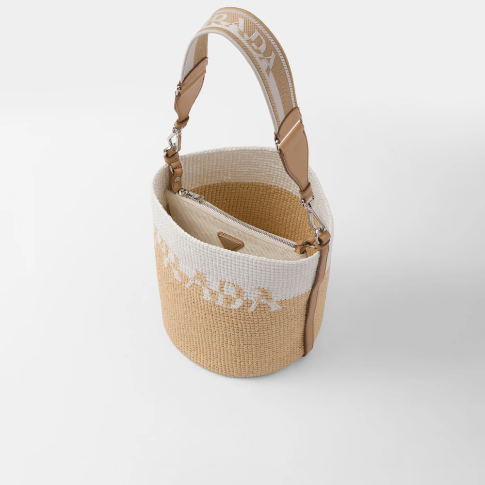 Raffia and leather mini-bucket bag Raffia and leather mini-bucket bag