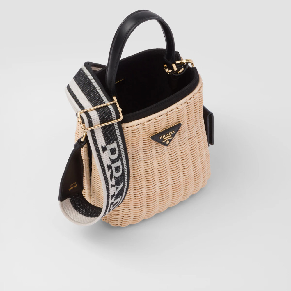 Prada Panier wicker and canvas bag Prada Panier wicker and canvas bag