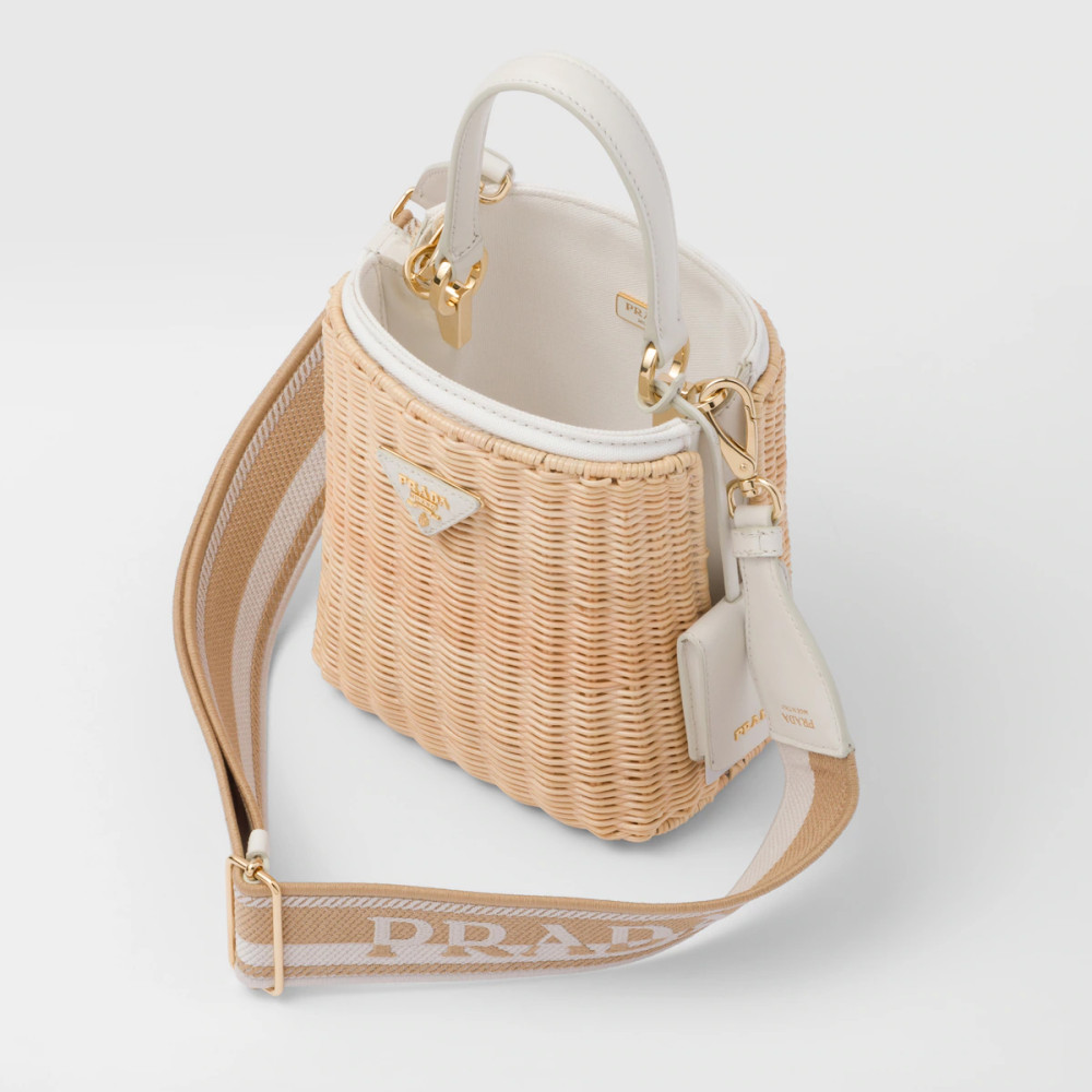 Prada Panier wicker and canvas bag Prada Panier wicker and canvas bag