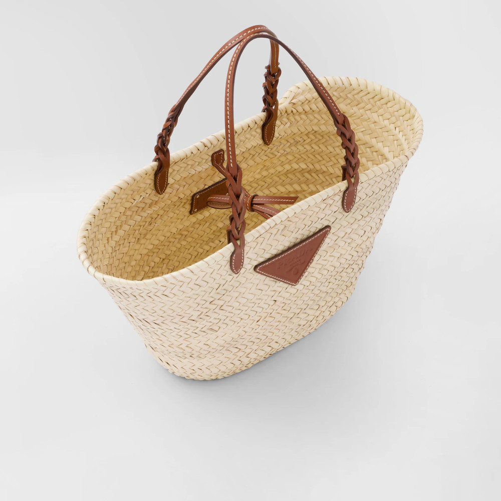 Woven Palm and Leather Tote Woven Palm and Leather Tote