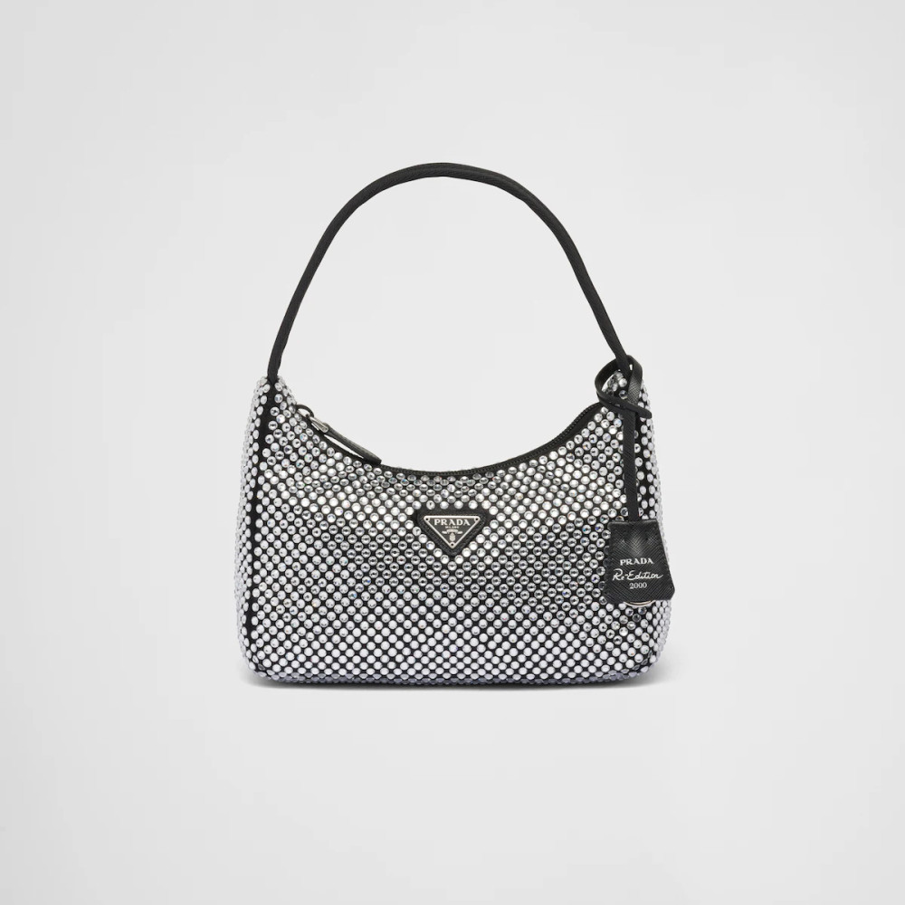 Satin mini-bag with crystals