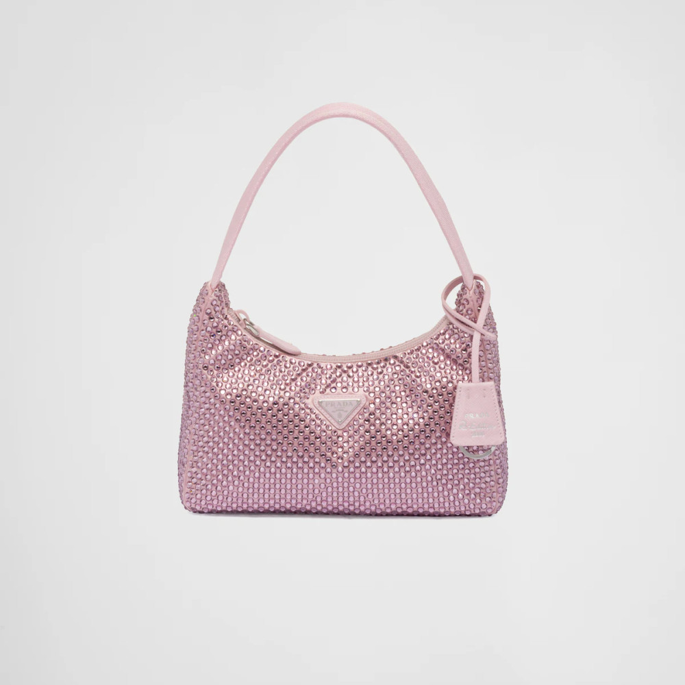 Satin mini-bag with crystals