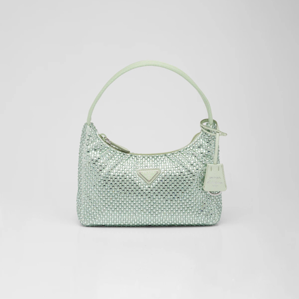 Satin mini-bag with crystals