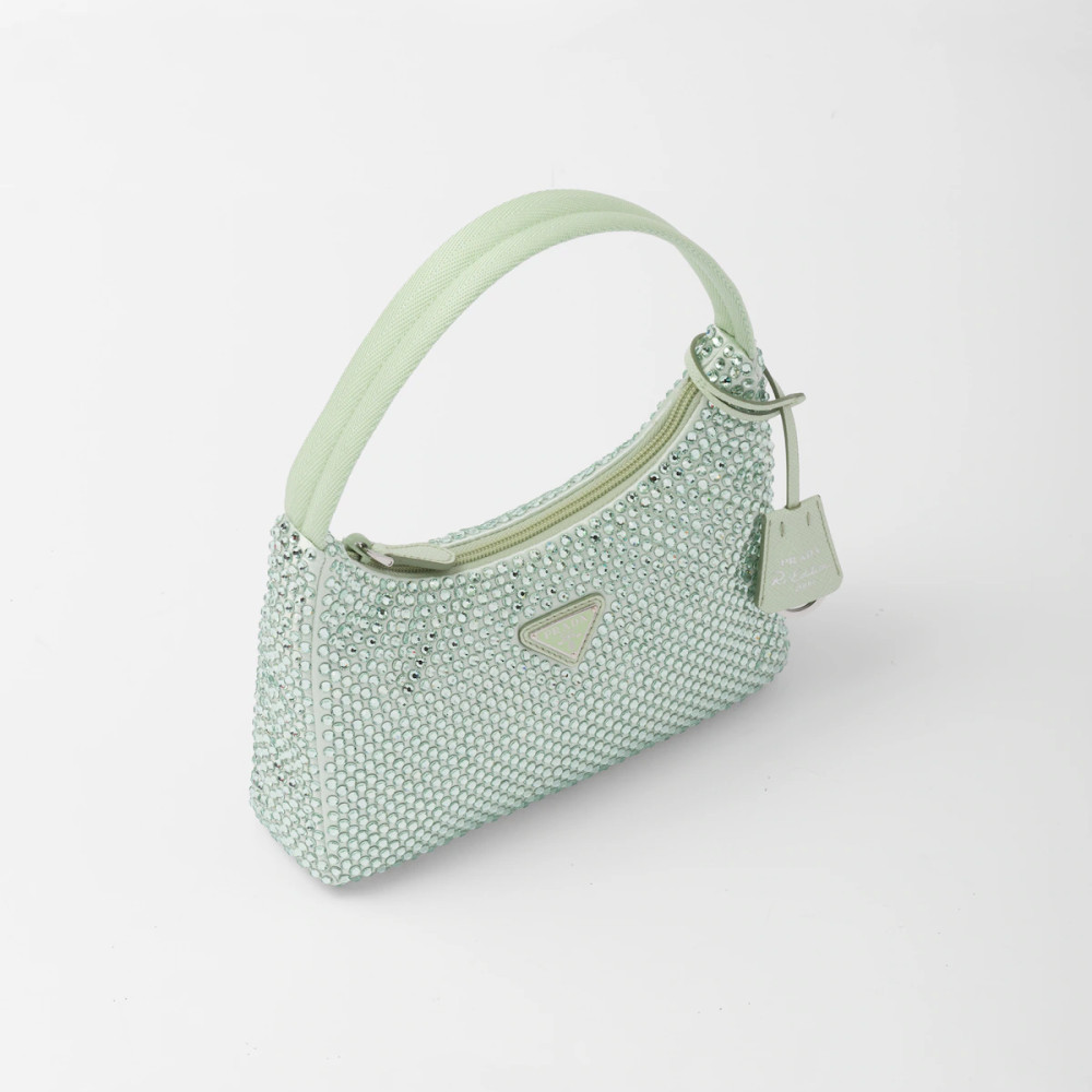 Satin mini-bag with crystals
