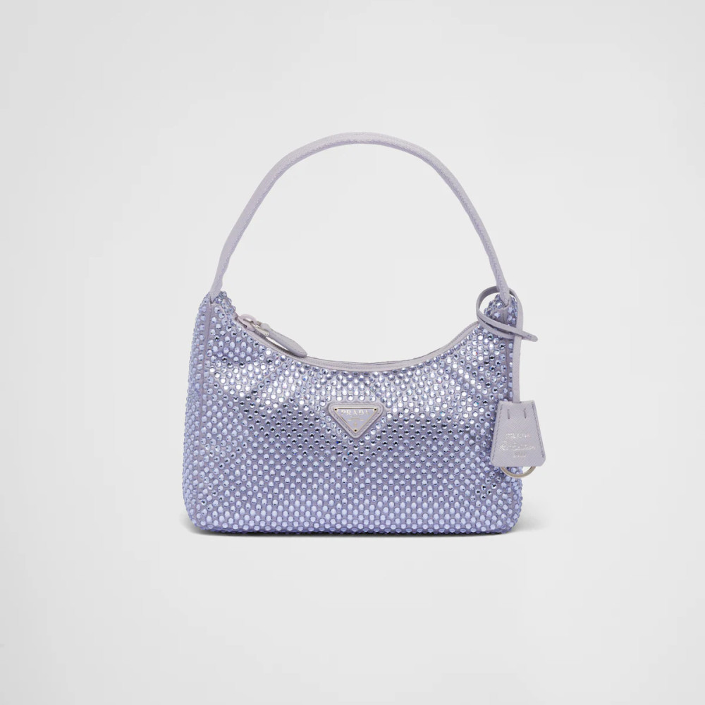 Satin mini-bag with crystals