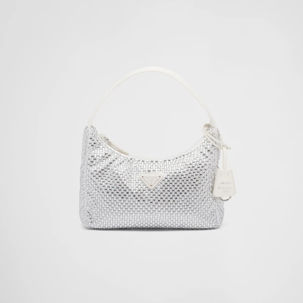 Satin mini-bag with crystals