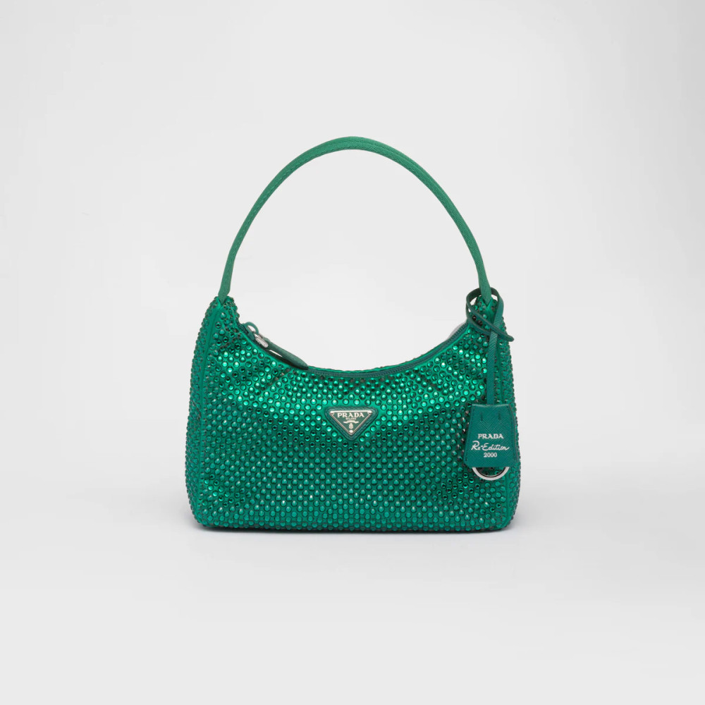 Satin mini-bag with crystals
