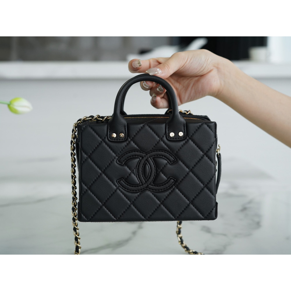 CHANEL SMALL STUDDED SQUARE VANITY CASE CHANEL SMALL STUDDED SQUARE VANITY CASE