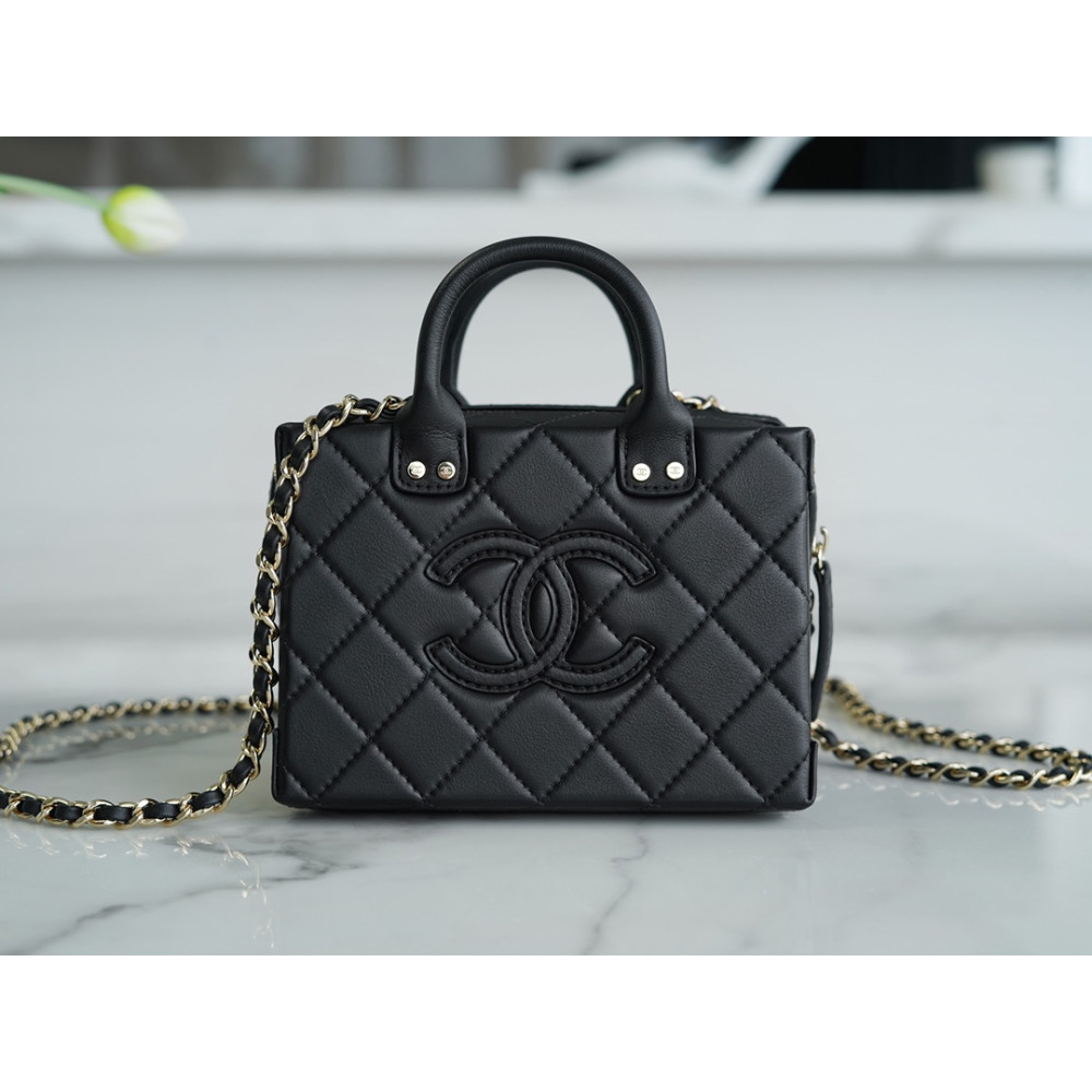 CHANEL SMALL STUDDED SQUARE VANITY CASE CHANEL SMALL STUDDED SQUARE VANITY CASE