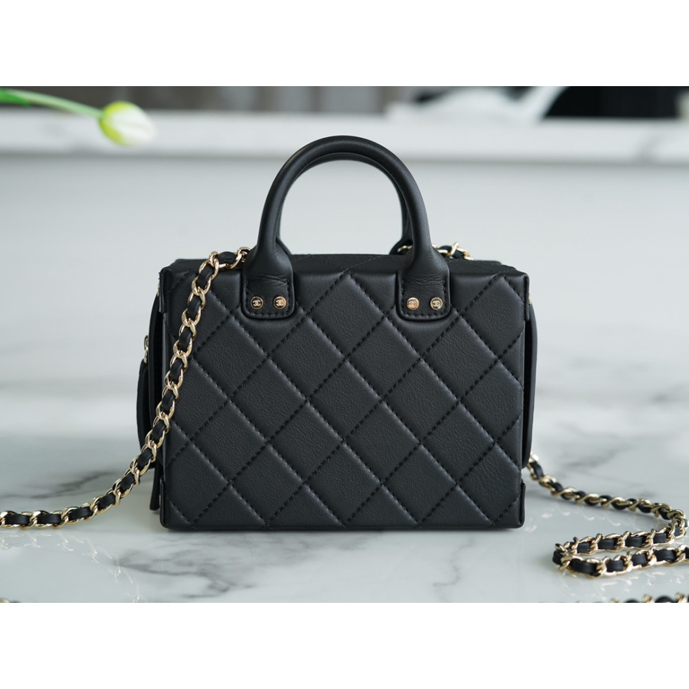 CHANEL SMALL STUDDED SQUARE VANITY CASE CHANEL SMALL STUDDED SQUARE VANITY CASE