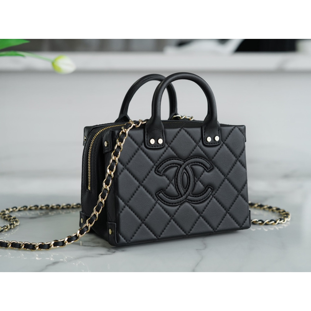 CHANEL SMALL STUDDED SQUARE VANITY CASE CHANEL SMALL STUDDED SQUARE VANITY CASE