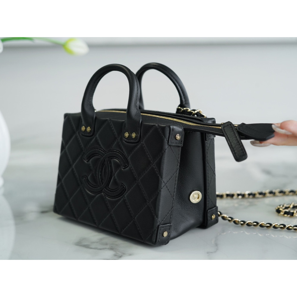 CHANEL SMALL STUDDED SQUARE VANITY CASE CHANEL SMALL STUDDED SQUARE VANITY CASE